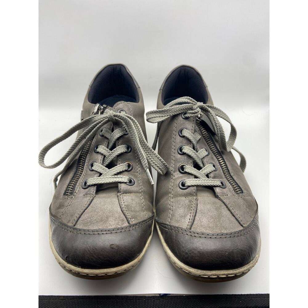 WALK:HERO Women’s Gray Leather Sneakers Comfort Orthopedic Lace-Up Shoes Size 41